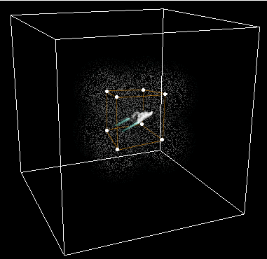 space dust pockets around the ship on a grid